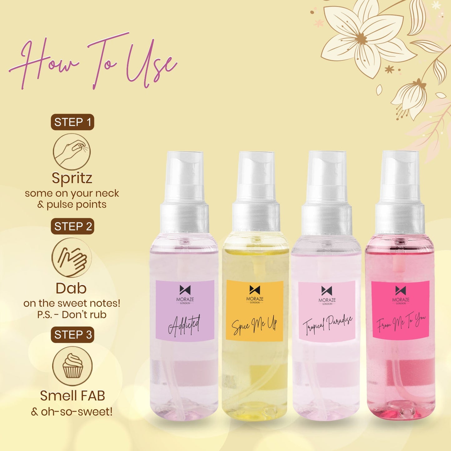 #1 Luxury Body Mist Fragrances- Pack of 4. BM