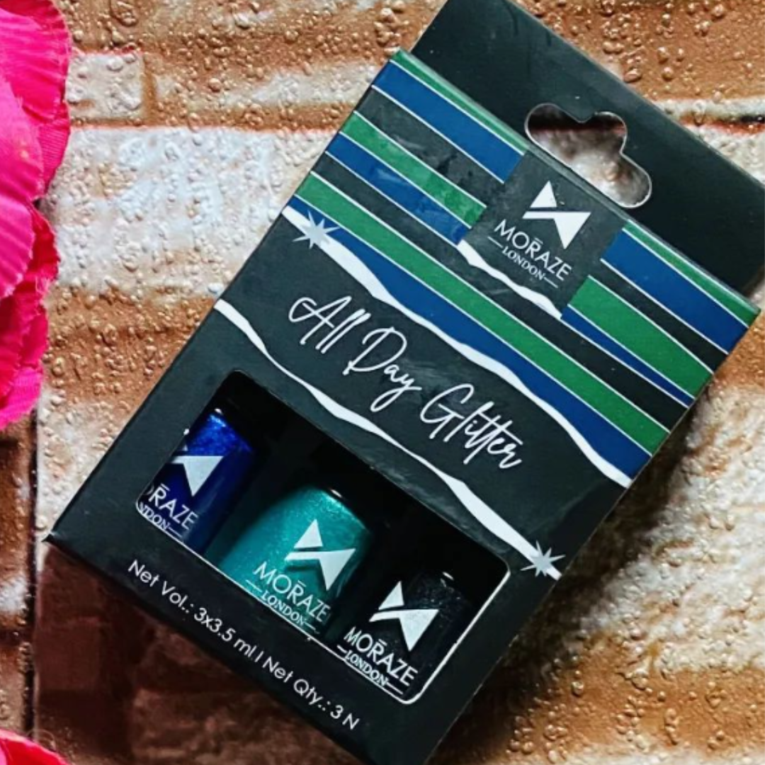 3 Glamorous Glittery Eyeliners Kit (Green, Black, Blue)