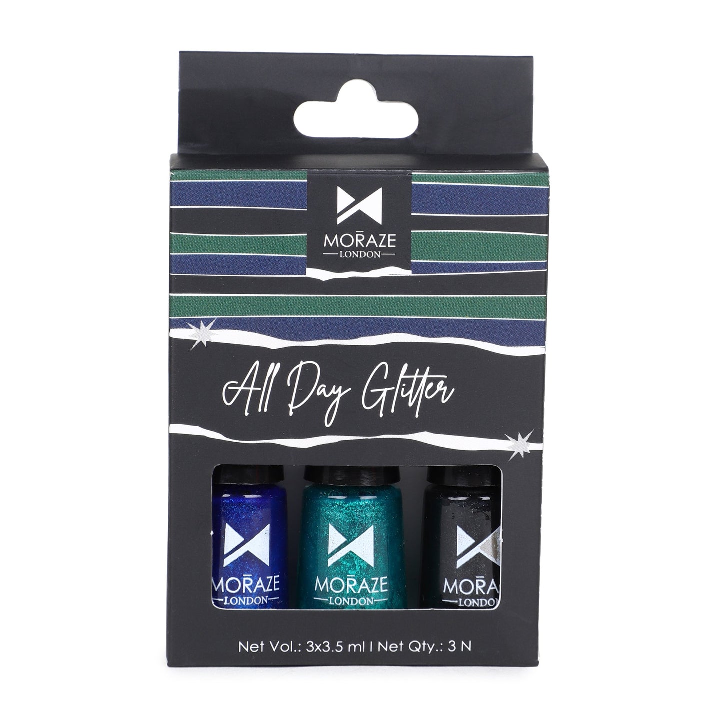 3 Glittery Coloured Eyeliners Kit - Green, Black, Blue