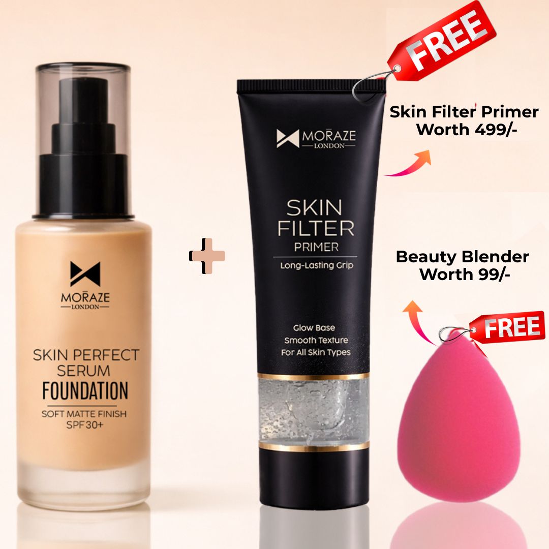Full High Coverage Waterproof foundation - (FREE - Skin Filter Primer + Beauty Blender)