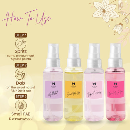 #1 Luxury Body Mist Fragrances- Pack of 4. BM