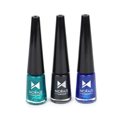 3 Glittery Coloured Eyeliners Kit - Green, Black, Blue