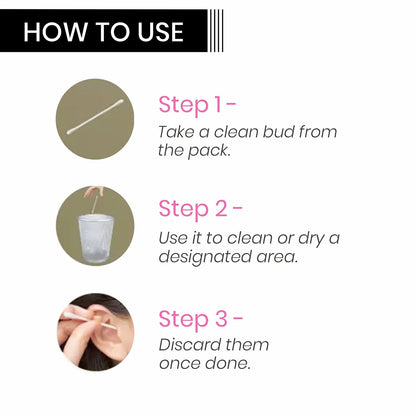 Premium Paper Stick Cotton Ear Buds, 100 Stems (200 Swabs), for Ear Nose Cleansing and Makeup Removal