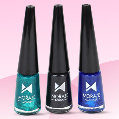 3 Glamorous Glittery Eyeliners Kit  (Green, Black, Blue)